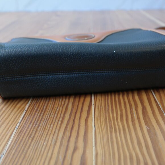 Vintage DOONEY & BOURKE Dark Blue Tan Leather Classic Zip Top Shoulder Bag - Picture 13 of 13